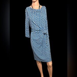 Ann Taylor Blue and White Midi Dress